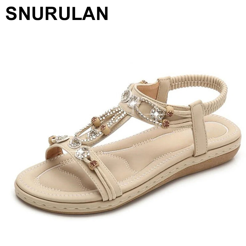 

SNURULAN/Новинка 2019 года; Женская обувь; Милые летние туфли на плоской подошве с цветными бусинами; Красивые повседневные женские удобные санда...