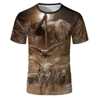 Мужская одежда, новинка 2021, крутая футболка с 3D принтом волка в стиле Харадзюку, мужскиеженские летние топы с коротким рукавом, футболки, модная футболка с животными, Лидер продаж