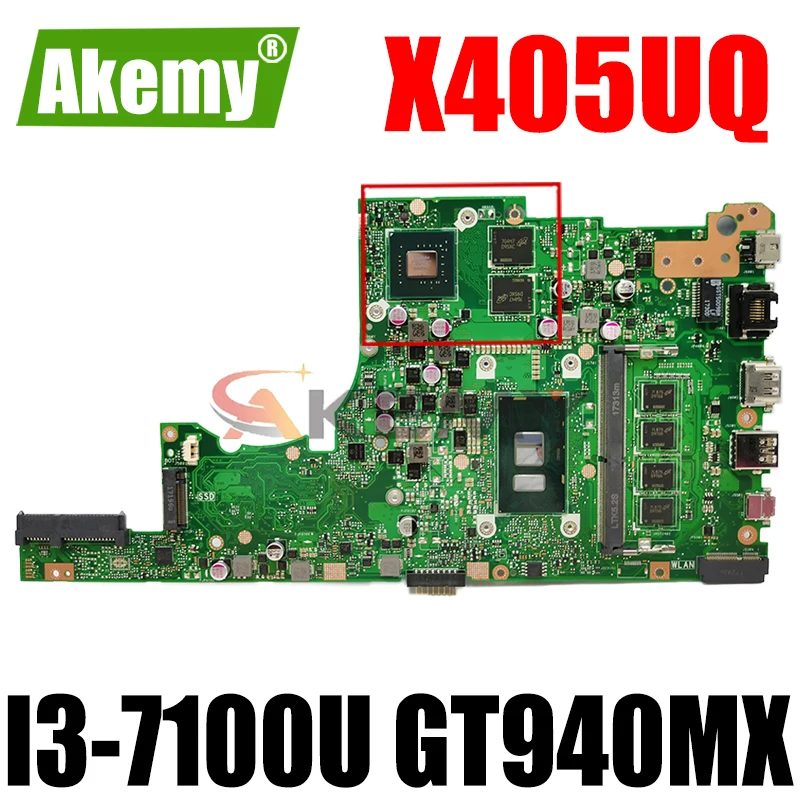 

Akemy X405UQ Laptop motherboard for ASUS VivoBook 14-X405UQ X405U S4100UQ U4100UQ original mainboard 4GB-RAM I3-7100U GT940MX