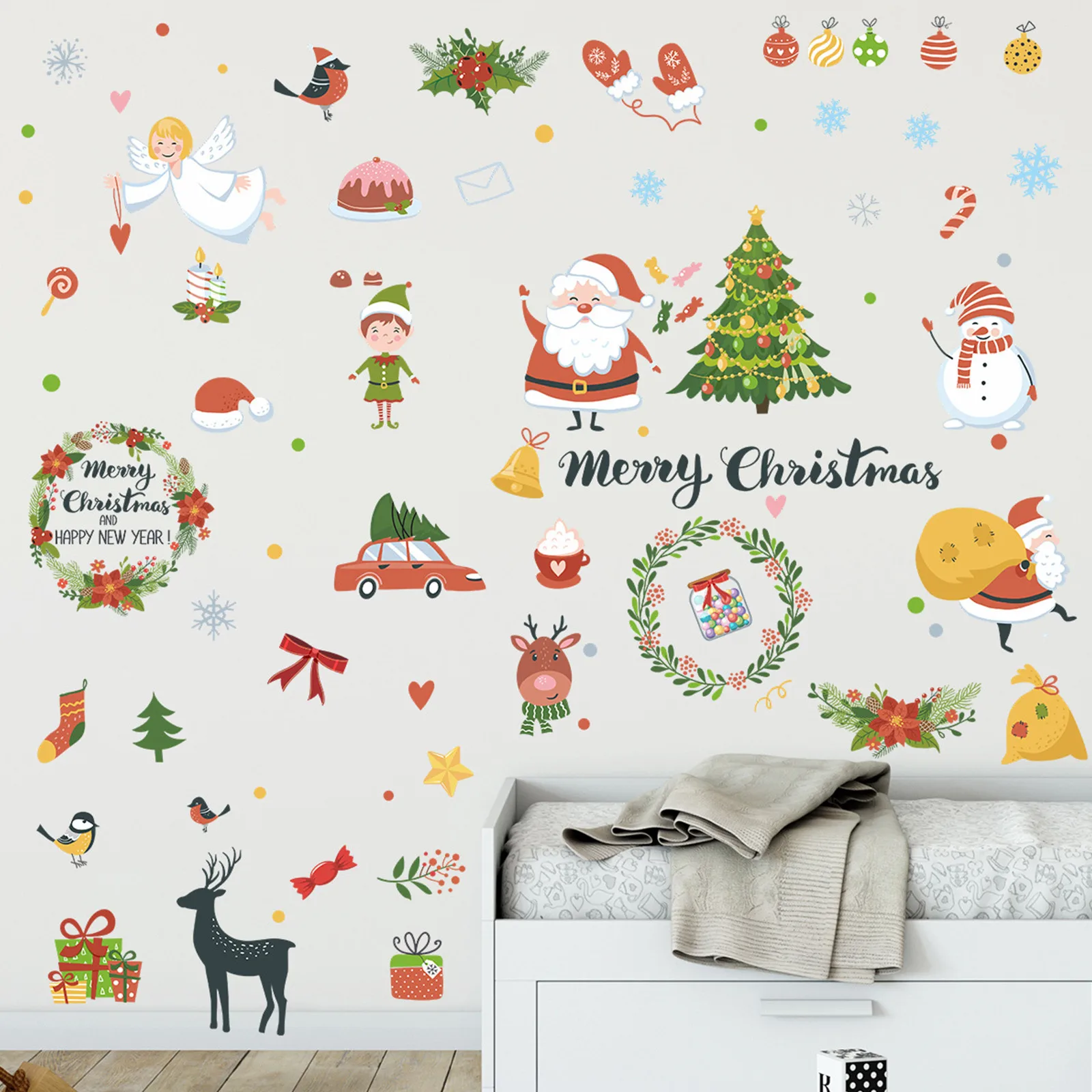 Christmas Window Sticker Wall Decoration Faceless Dwarf Old Man Festival Xmas Holiday Gifts 2022 | Дом и сад