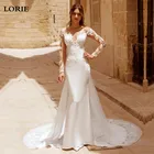 LORIE кружевные свадебные платья-русалки в стиле бохо, женские кружевные свадебные платья со съемным шлейфом, длинное свадебное платье