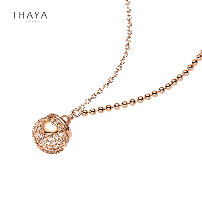 Thaya настоящее Серебро s925 желудь ожерелье 45 см покрытое 18 К розовым золотом