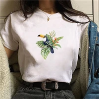 2021 women bird printing tshirts women funny t shirt white tops casual short camisetas tee oversized fashion female clothing