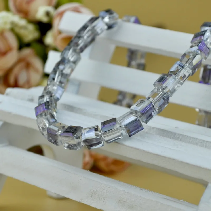 

100pcs/lot 6mm Square Shape Glass Beads Transparent Purple Cube Crystal Jewelry Bead for DIY Necklace Jewelry Making Accessories
