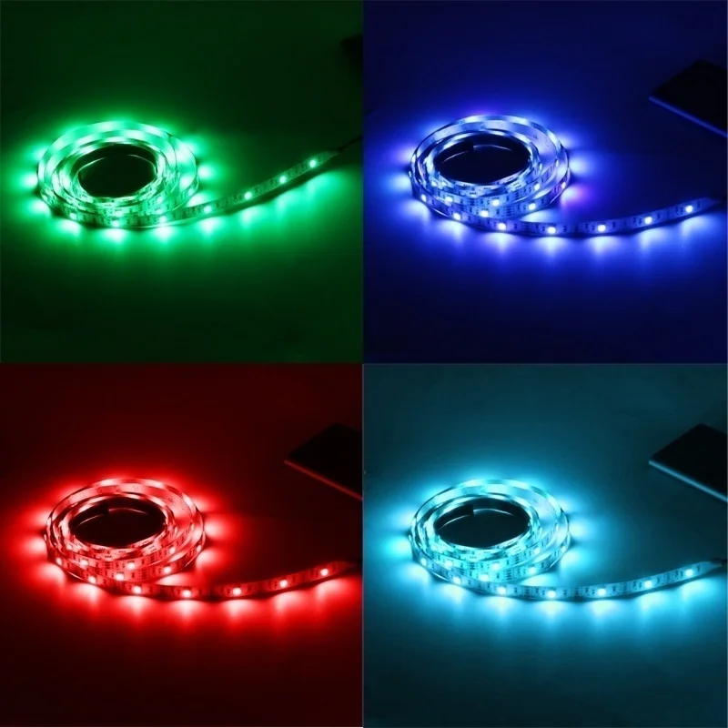USB питание DC5V светодиодный светильник радужной полосы 30 светодиодный s/m 5050 RGB водонепроницаемая лента для ТВ фоновый светильник ing с пультом дистанционного управления