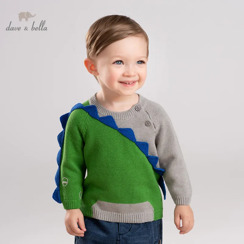 

DB11773 dave bella осенний вязаный свитер для маленьких мальчиков, пуловер с длинными рукавами, топы для малышей, детский вязаный свитер