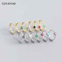 ccfjoyas 8mm 925 sterling silver mini round colorful zircon small hoop earrings for women minimalist cute circle piercing earing