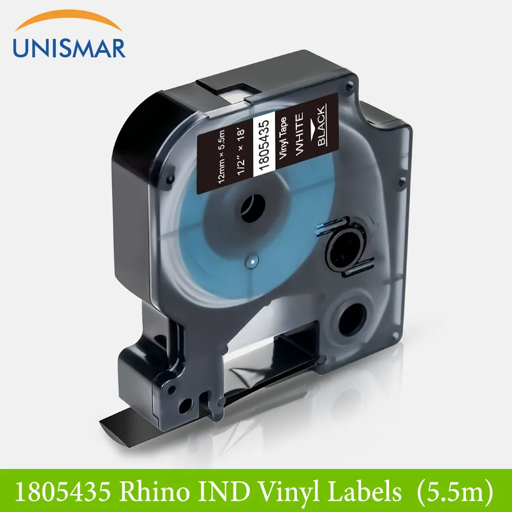 12 мм 1805435 белый на Черной Виниловой этикетке ленты для DYMO Rhino этикетки 1000 3000 4200 5000