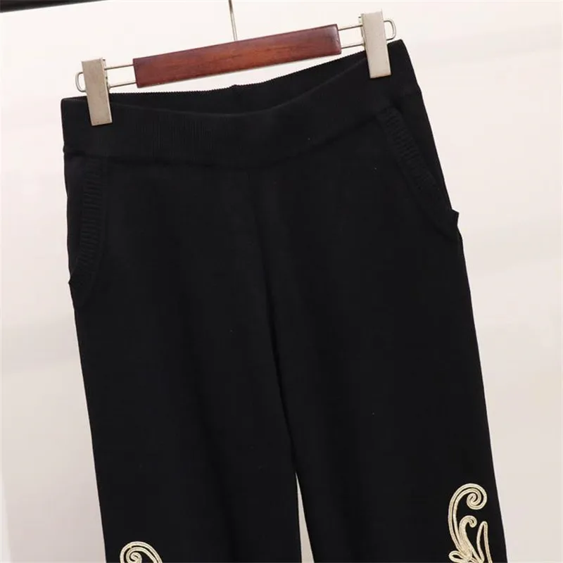 Высококачественный зимний комплект из 2 предметов Женский вязаный свитшот с