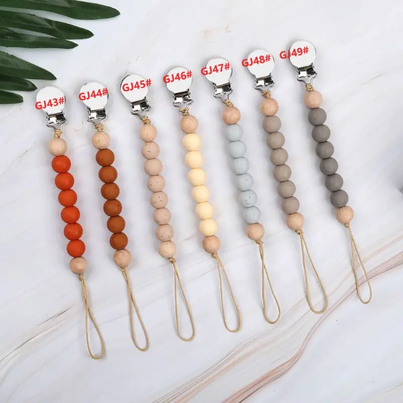 

Dummy Clips Baby Boys Girls Pacifier Chain Silicone Teething Relief Toys Beads Soothie Pacifier Holder Clips Baby Shower Gift