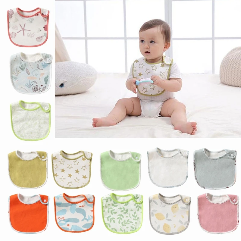 Baberos impermeables de algod&oacute;n para beb&eacute;, con estampado de moda, toalla de Saliva para reci&eacute;n nacido, bufanda para ni&ntilde;o y ni&ntilde;a, pa&ntilde;os para eructar, delantal de alimentaci&oacute;n-0