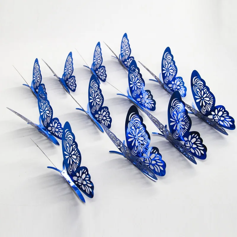 

12pc/Set 3D Metal Hollow Butterfly Wall Stickers Home Living Room Dimensional Butterfly Home Simulation Butterfly Decoration