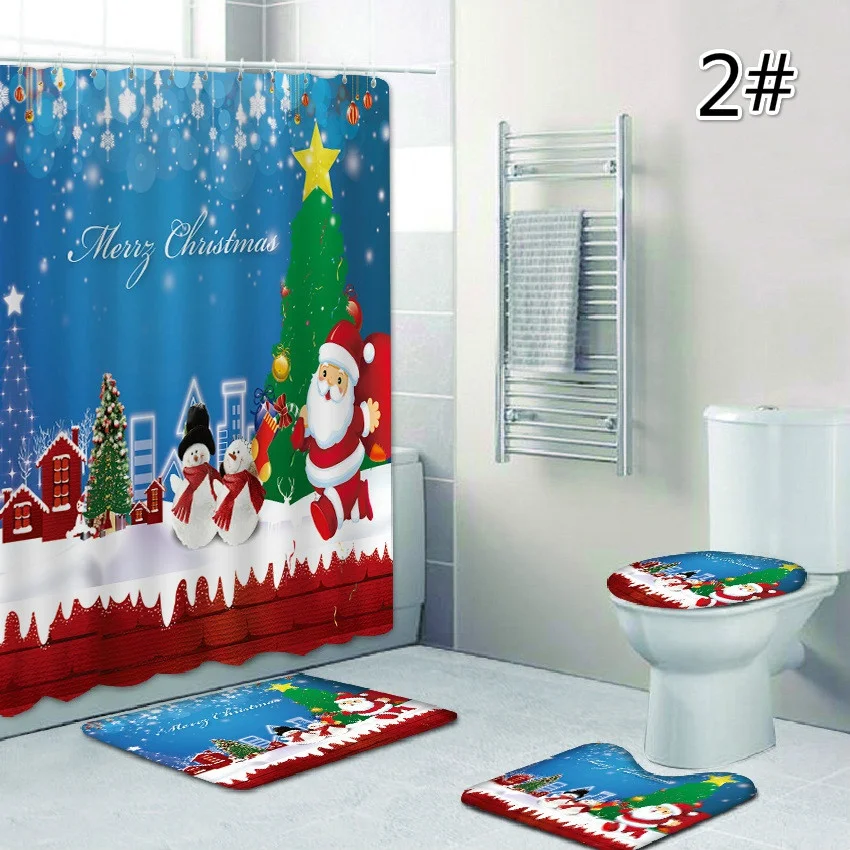 4 шт. Ванная комната душа Шторы и Ковер Наборы Нескользящая подставка коврик
