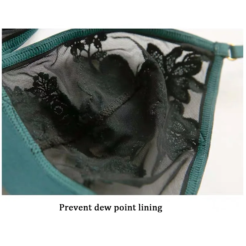 

New Fashion Flowers Embroidery Lace Blue Lingerie Set Transparent Bras Women Sexy Underwear Sets Plus Size XL L See Through Bra