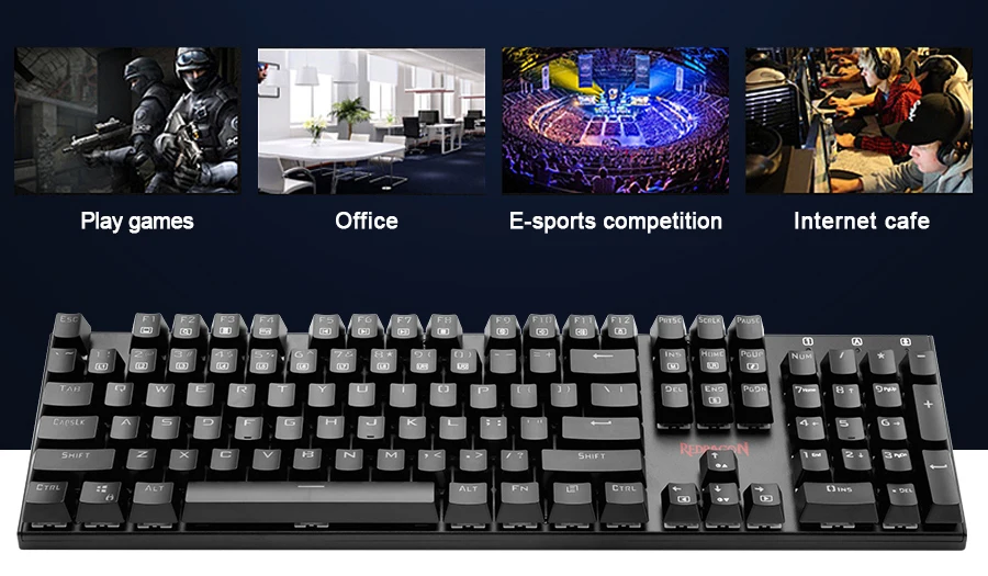 Redragon K565 Радужная USB Механическая игровая клавиатура алюминиевый синий переключатель эргономичная светодиодная подсветка 104 клавиш Проводная компьютерная игра