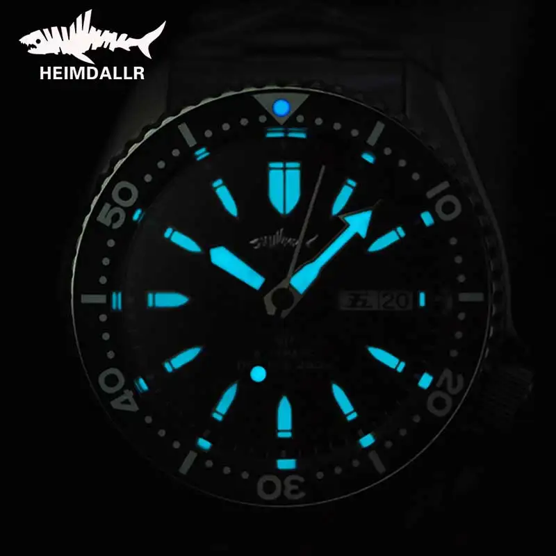 HEIMDALLR SKX007 механические часы Для мужчин погружения сапфир с белым циферблатом