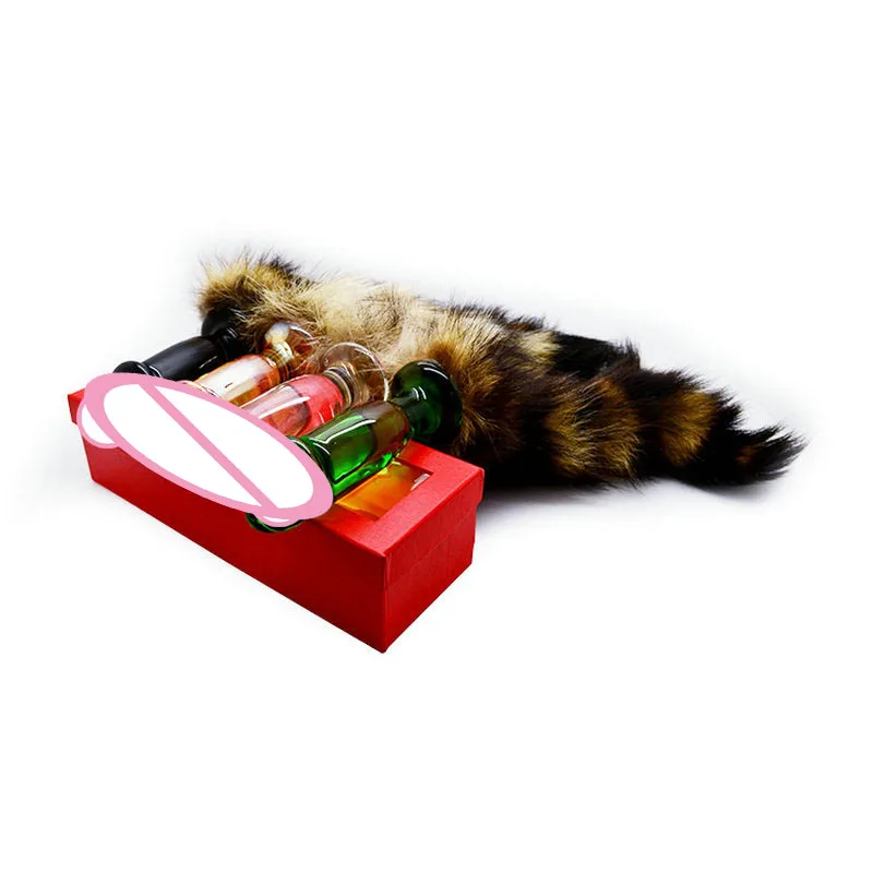 Стеклянные хрустальные фаллоимитаторы типа Анальная пробка лисий хвост