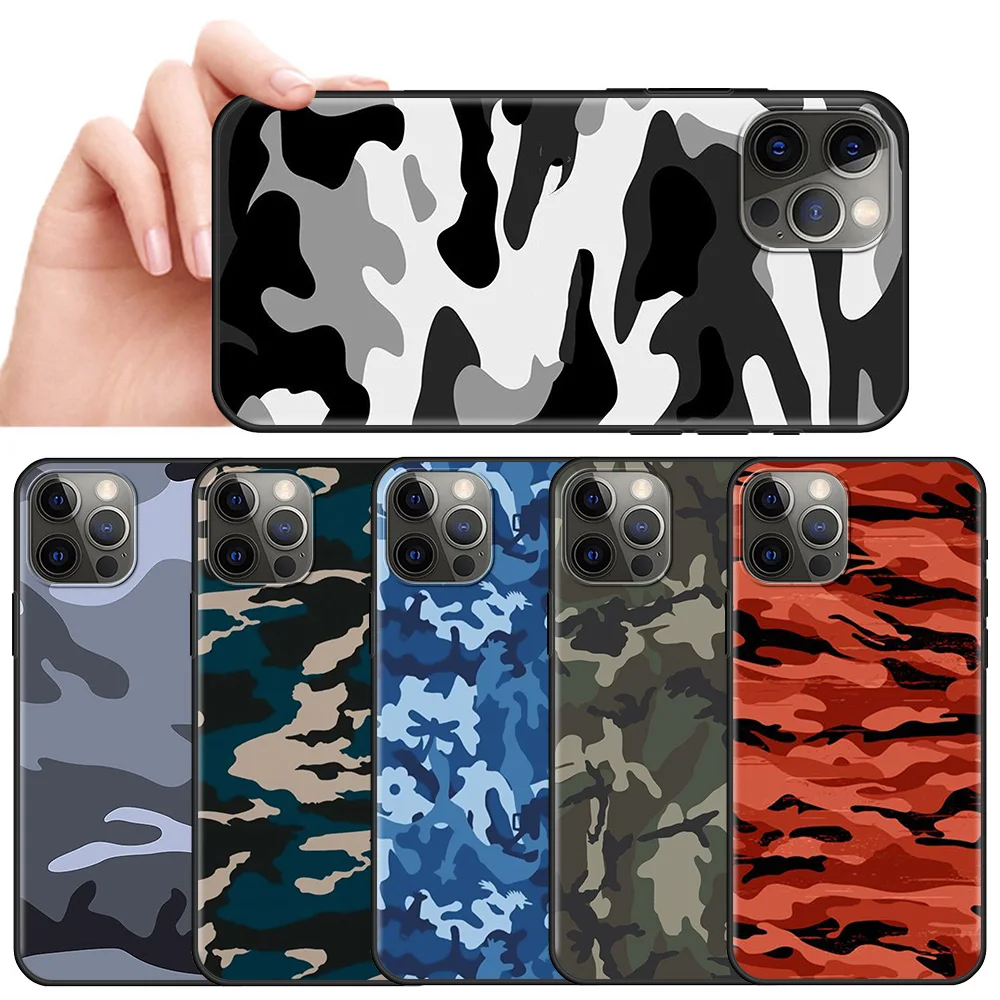 

Silicone Case for Apple iPhone 11 7 XR 12 Pro Max X 6 6S 8 Plus 11Pro 12 Mini XS 5 5S Back Cover Camouflage Camo Military Glam