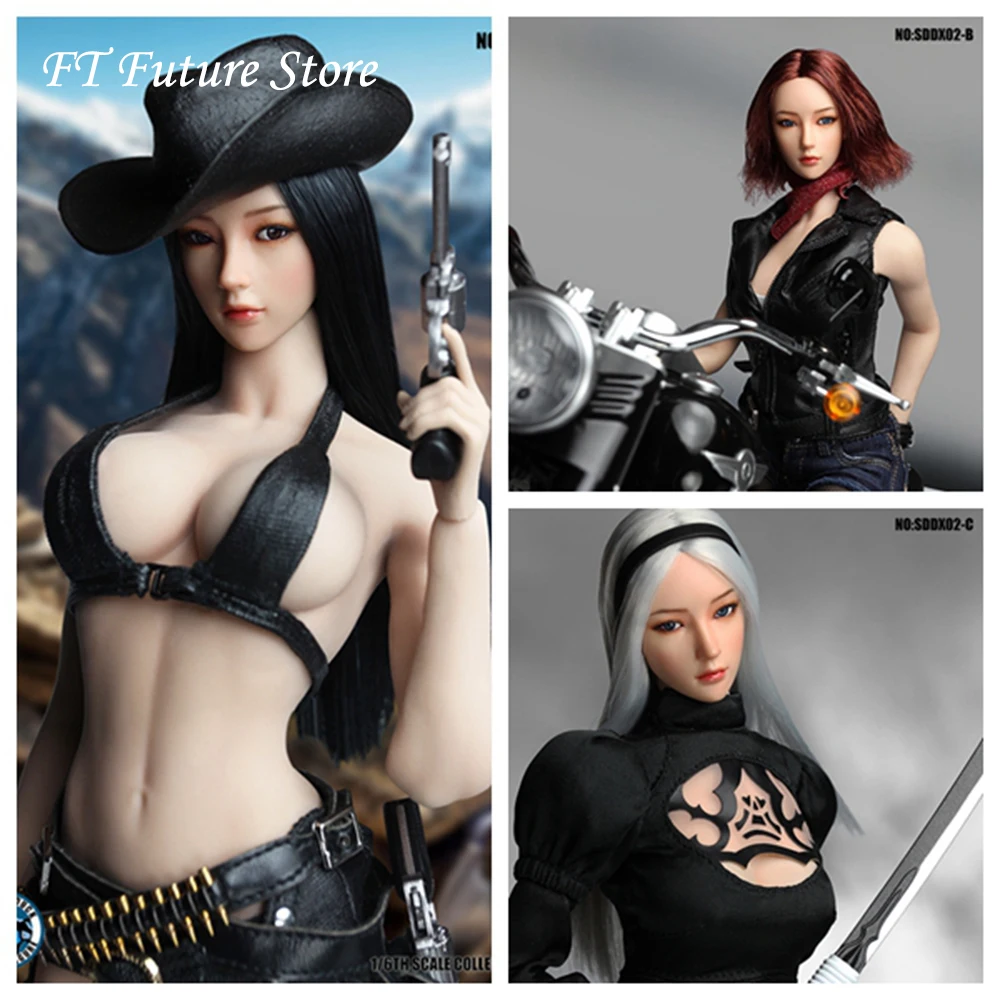 

SDDX02 In Stock 1/6 Beauty European Girl Head Sculpt Carved Model with Moveable Eyes For 12" Pale Skin S01A/S04B/S07C/S10D Body