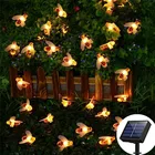 Светодиодная гирлянда на солнечной батарее, уличный шнурок с лампочками в форме пчелы, для дома, сада, забора, летний декор, 7 м, 50 светодиодов