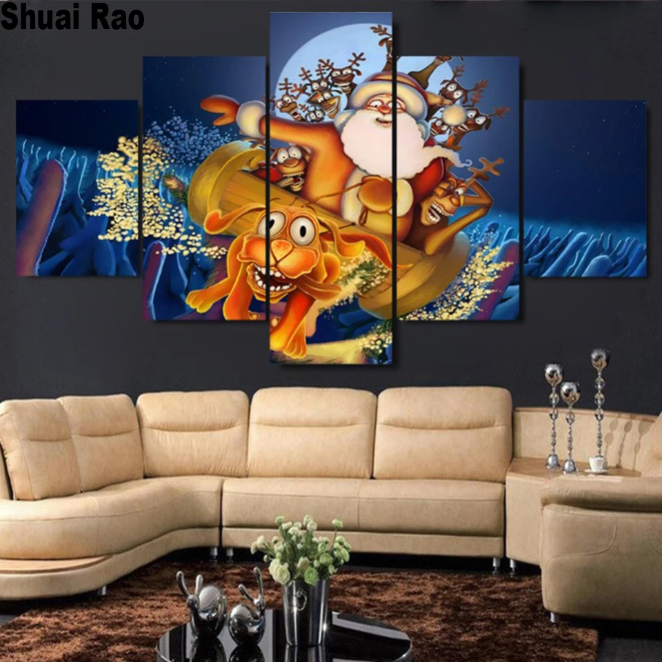 

5 Panels santa claus and deer diamond embroidery new 2020 diy Diamond Painting Full Square/ Round diamond art christmas
