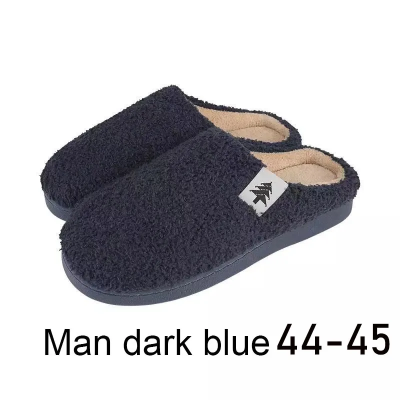 Blue Size 44-45 Xiao mi jia/домашние тапочки для мужчин и женщин; зимние теплые шлепанцы; нескользящие теплые домашние тапочки для спальни - Цвет: Blue Size 44-45