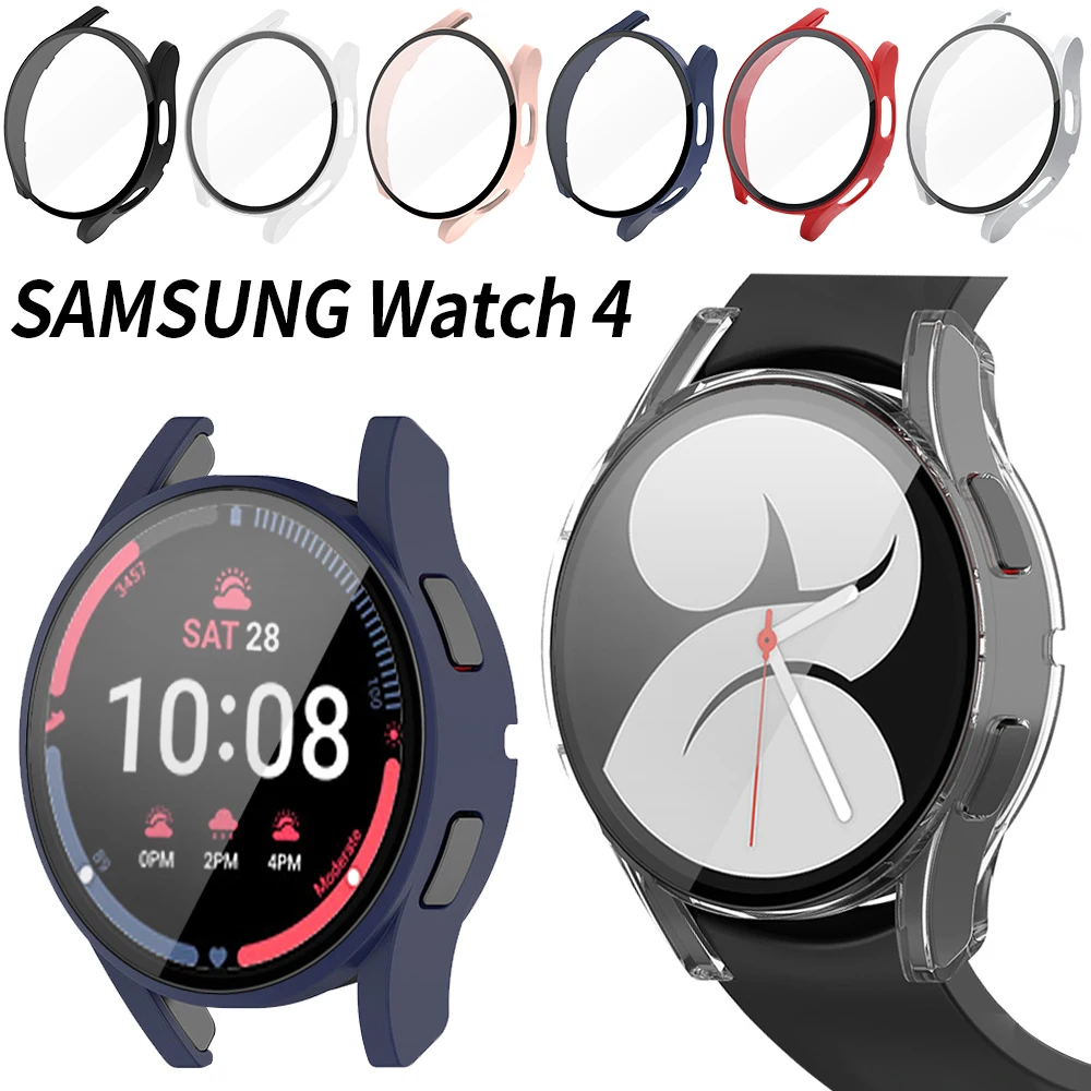 Стекло и чехол для Samsung Galaxy watch 4 44 мм 40 чехол-бампер со всесторонней защитой экрана