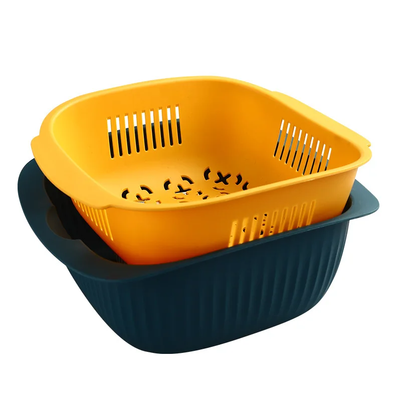 

Double Drain Basket Bowl Washing Kitchen Strainer Noodles Vegetables Fruit Tools Bar Kitchen Gadgets Reusable Accessories