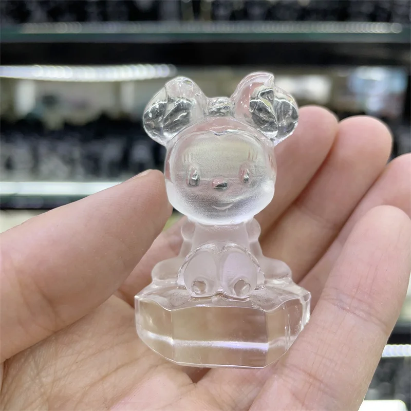 

Фигурки из натурального прозрачного кварца, резные прозрачные кристаллы, Мультяшные мыши, статуэтка для детских подарков