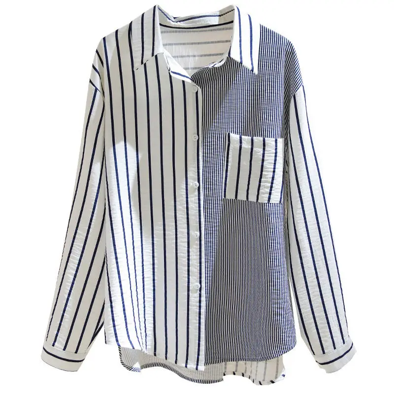 

Fashion Women Blouses Striped Tops Long Sleeve Blusas Casual Womens Shirt Street Style Loose Blouses And Shirts Female