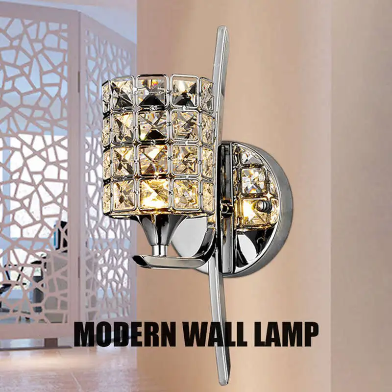 

Modern Crystal Wall Lamp Sconce E27 Bed Room Stairs Aisle Chandelier Wall Light Fixture Shade For Home Decor Luminaire,Silver