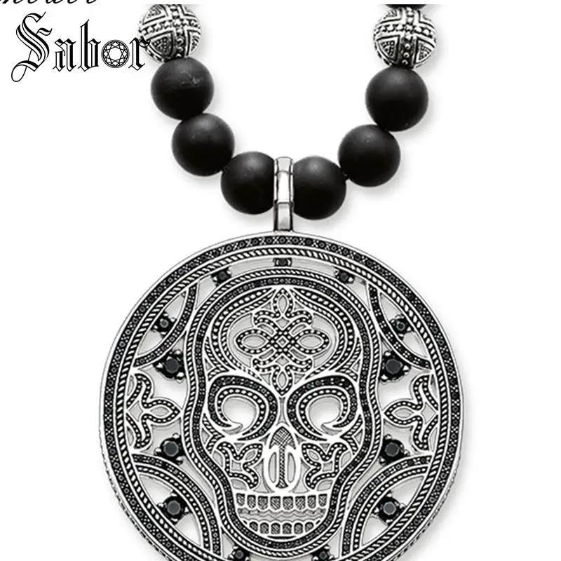 Ожерелье череп подарок для женщин и мужчин женское сердце Rebel серебряный цвет