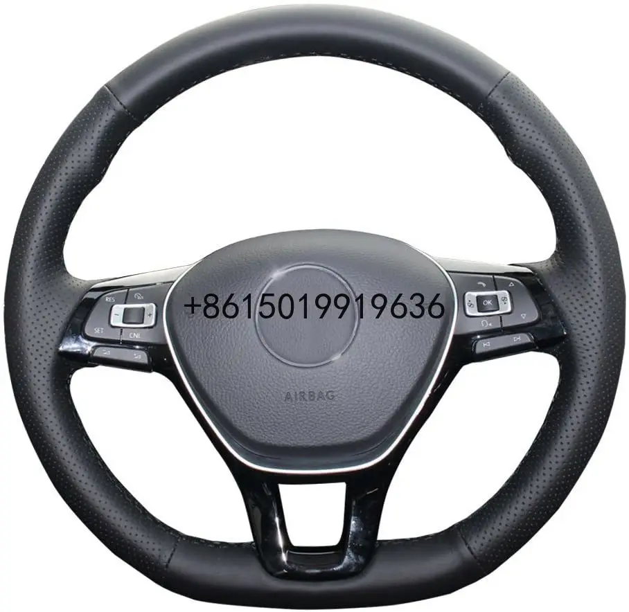 

DIY Black Leather Steering Wheel Cover for 2015-17 Volkswagen Arteon Jetta Passat e-Golf Golf Sportwagen 2018 Tiguan 2019-21