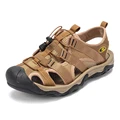 UEXIA nowe modne męskie sandały plażowe rozmiar 39-46 styl romański letnie skórzane buty na plażę Outdoor Walking męskie Hollow oddychające