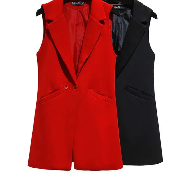 

Женская куртка без рукавов, пальто, длинный жилет, Блейзер, официальная работа, Женский офисный винтажный облегающий костюм, жилет, женский ...