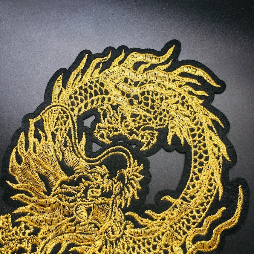 1 шт. большие золотые патчи с драконом железные нашивки вышивкой Аппликации для