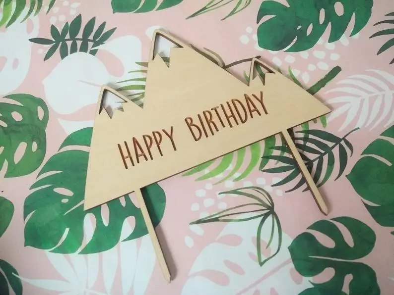 Пользовательские Топпер для торта С Днем Рождения с именем торт деревянная