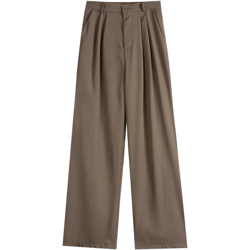 

Autumn New Black Suit Pants With High Elastic Waist Thin Drop Straight Pants Casual Harajuku Trousers Women Pantalones Mujer