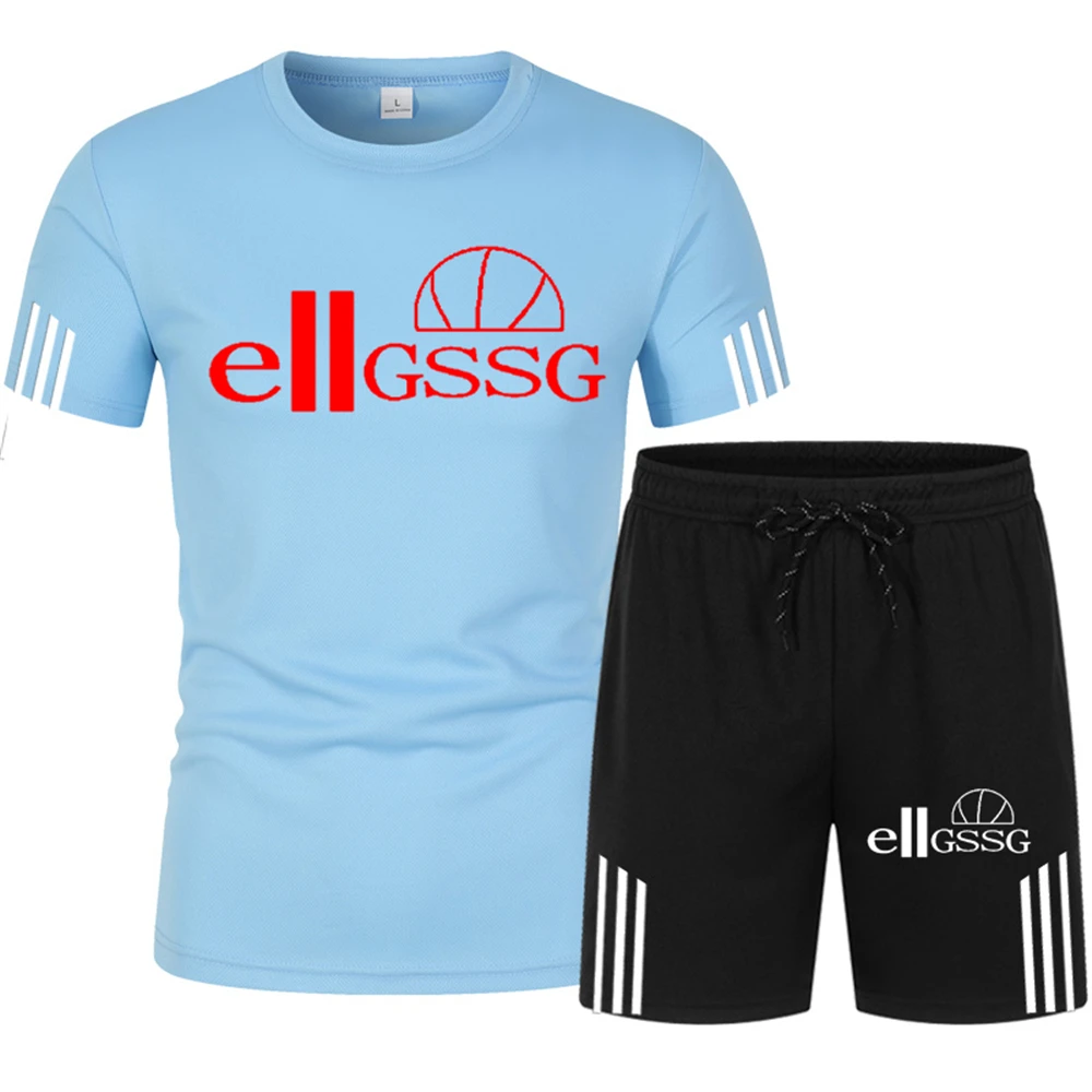 

2021 summer leisure fashion brand men's polyester suit sports suit sports suit men's sports suit short sleeve T-shirt 2 sets