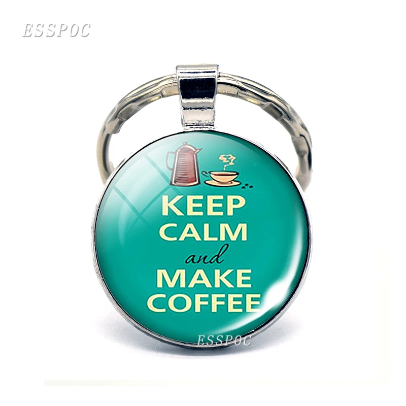 Keep Calm and Carry on Love Cats Dogs Coffee Cupcake Quote Keychain Pendant Glass Cabochon Jewelry Car Key Ring Women Men Gifts | Украшения