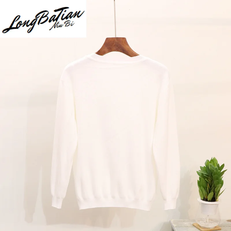 Пуловер женский трикотажный с длинным рукавом топ 3D принтом студенческий свитер