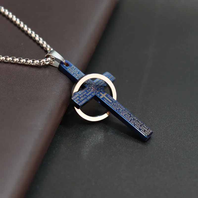 Простое ожерелье с подвеской в виде креста круглым кулоном цепочка из