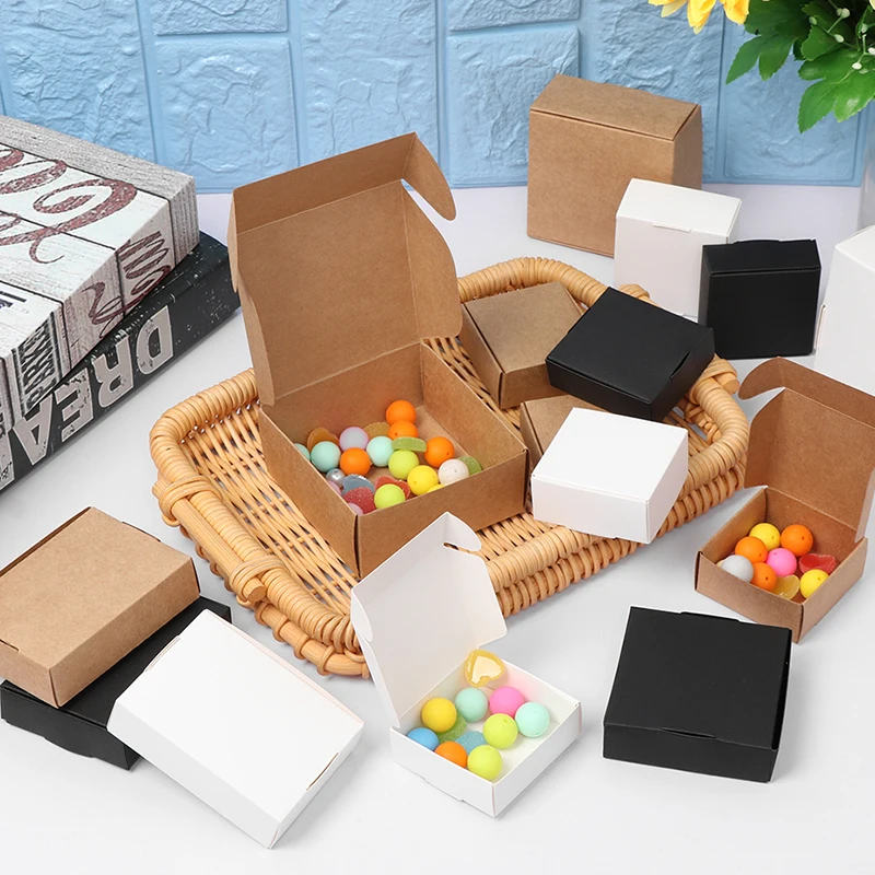 50 шт. квадратный крафт бумаги Упаковочная коробка мыло ручной работы подарка