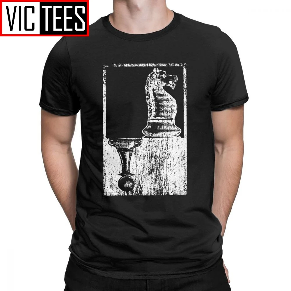 Футболка мужская с шахматными лошадьми Свитшот из чистого хлопка короткими