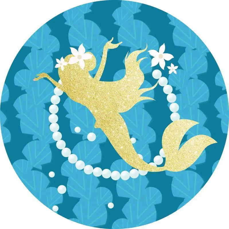 

Round Circle Girls Mermaid Birthday Party Backdrop For Photo Studio Under The Sea Backgrounds Photocall