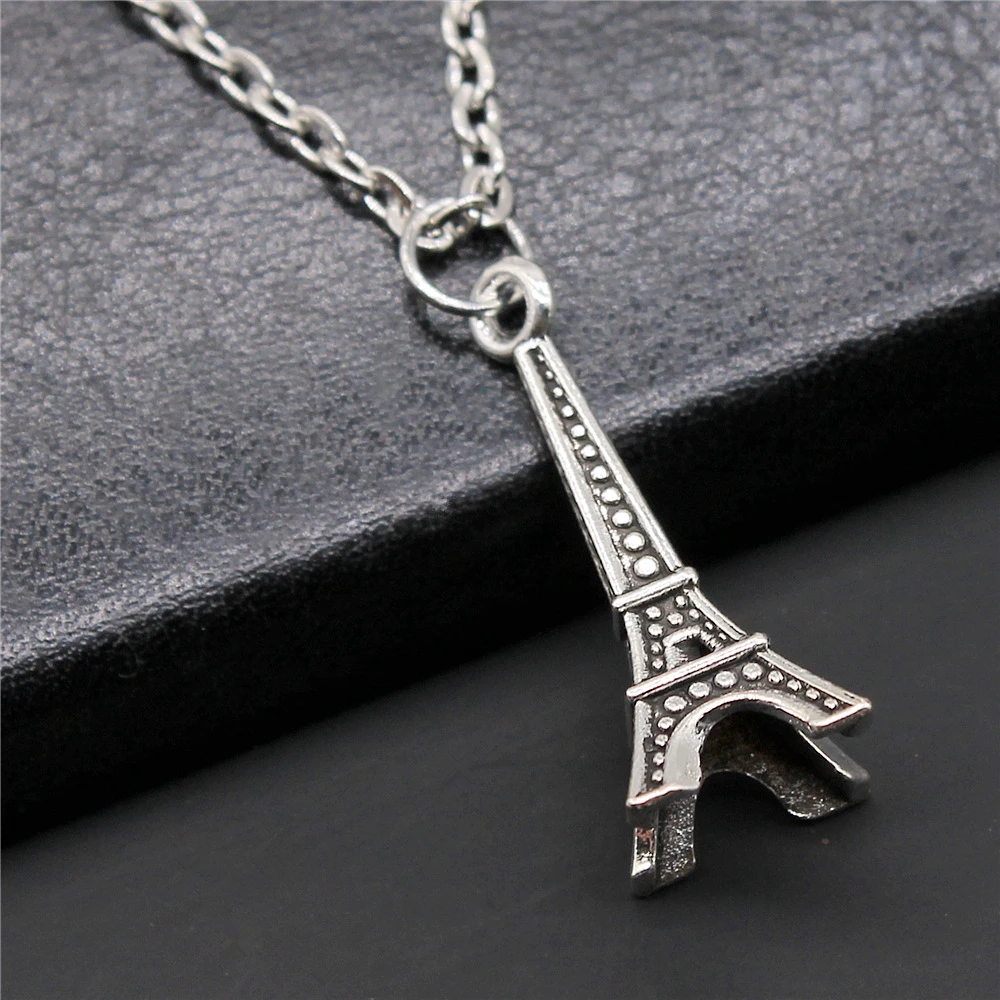 Модные подвески в античном стиле серебряного цвета с 3D изображением Эйфелевой