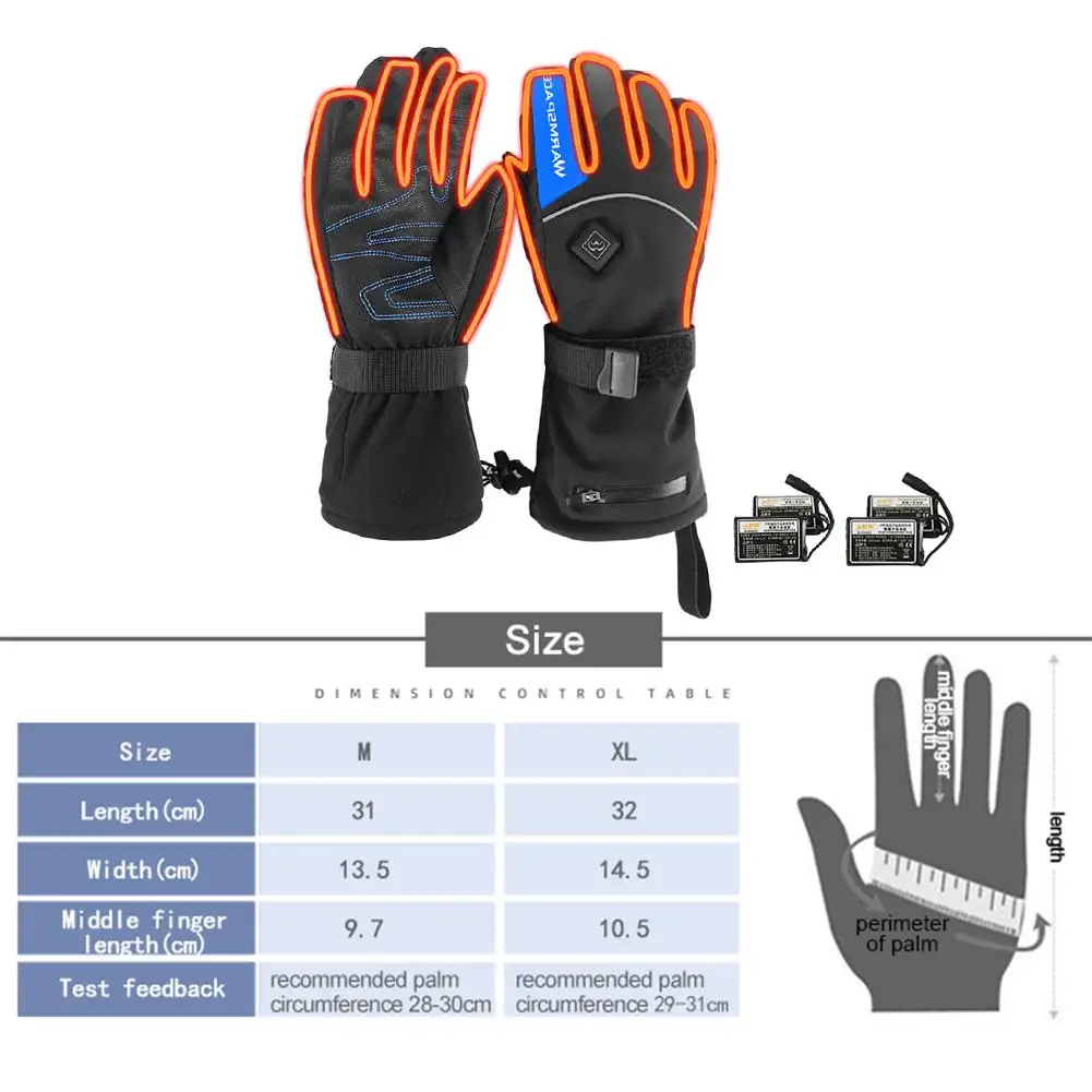 

1 Pair Heated Gloves Battery Powered Electric Heat Gloves Unisex Waterproof Winter Thermal Gloves For Cycling Motorcycle Bicycle
