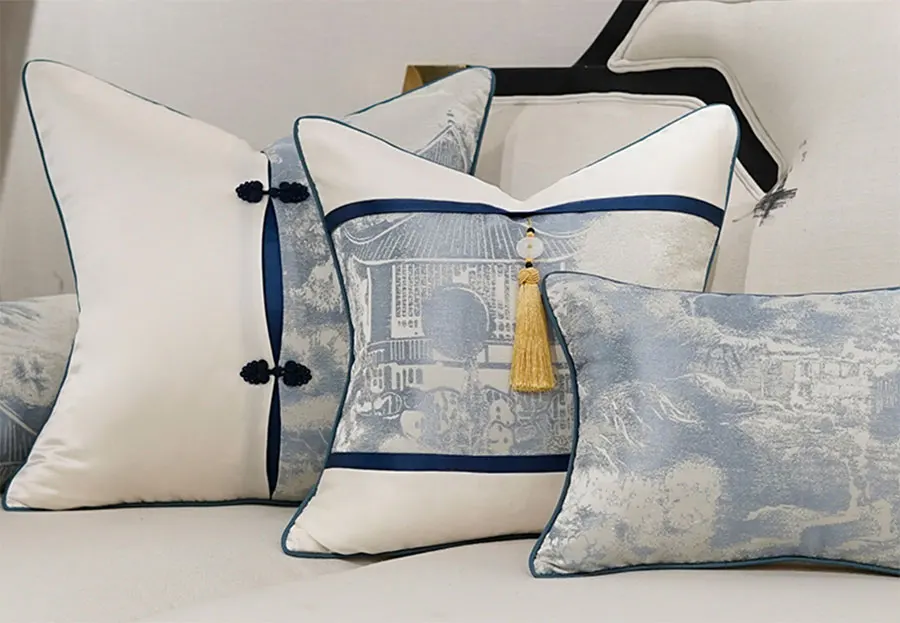 Винтажный элегантный чехол-подушка с синим пейзажем чехол almofadas современный