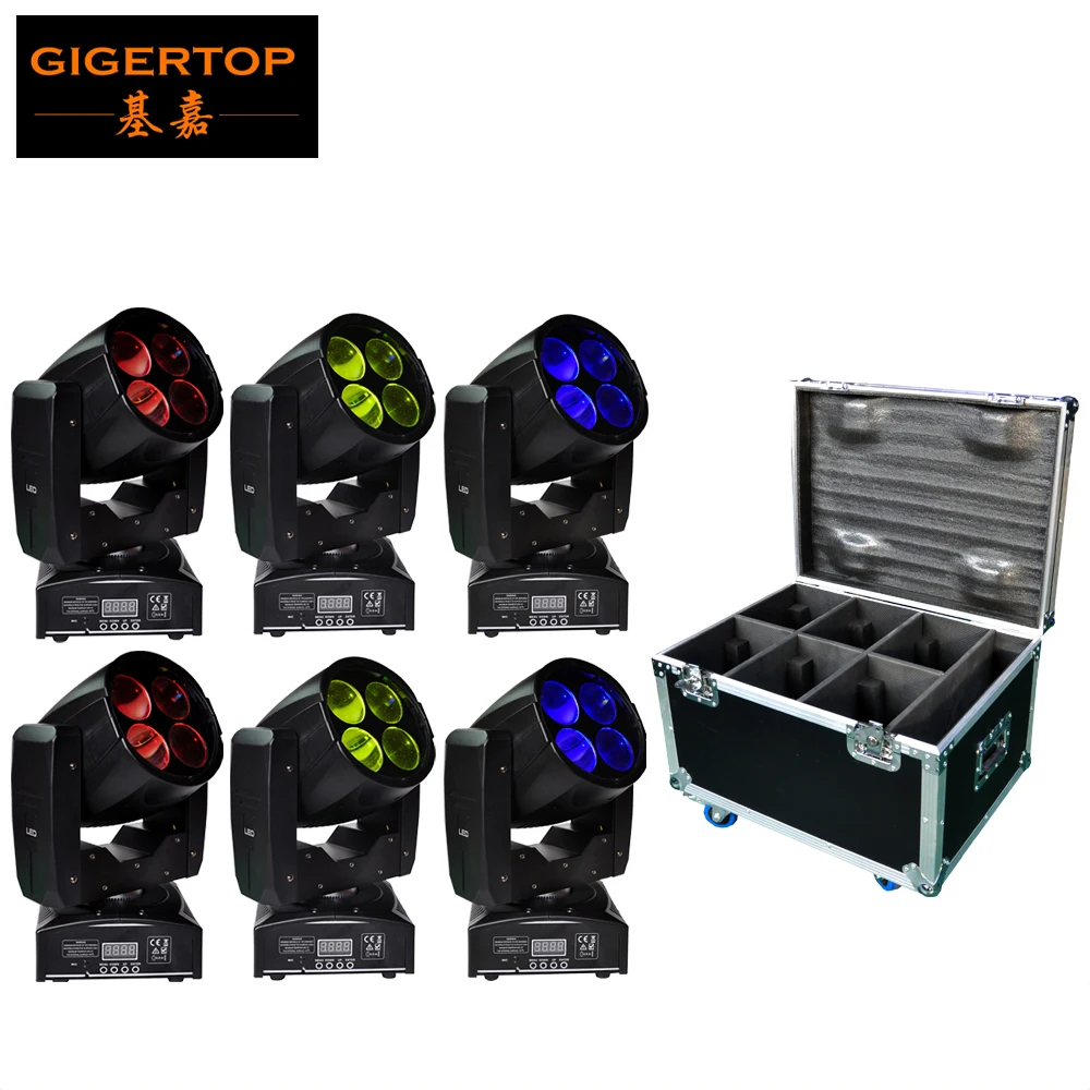 

F светильник чехол упаковка 6XLOT мини простая светодиодная супер луч движущийся головной светильник 4*10 Вт белый Цвет светодиоды неограничен...