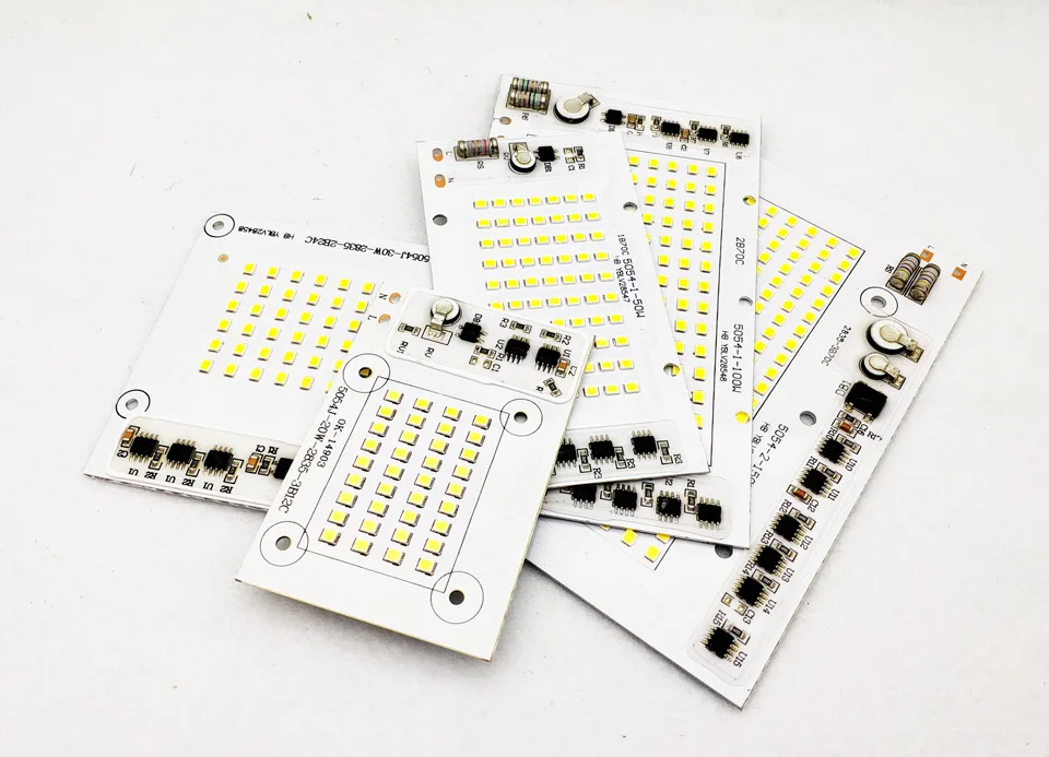 AC220V светодиодный PCB 20 Вт 30 Вт 50 Вт 100 Вт 200 Вт Светодиодный модуль прожектора алюминиевая пластина белый/теплый SMD2835 умный IC драйвер для прожектора лампы